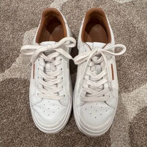 Michael Kors White Leather Sneakers with Tan Accents